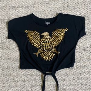 Black Tee with Tie on Bottom